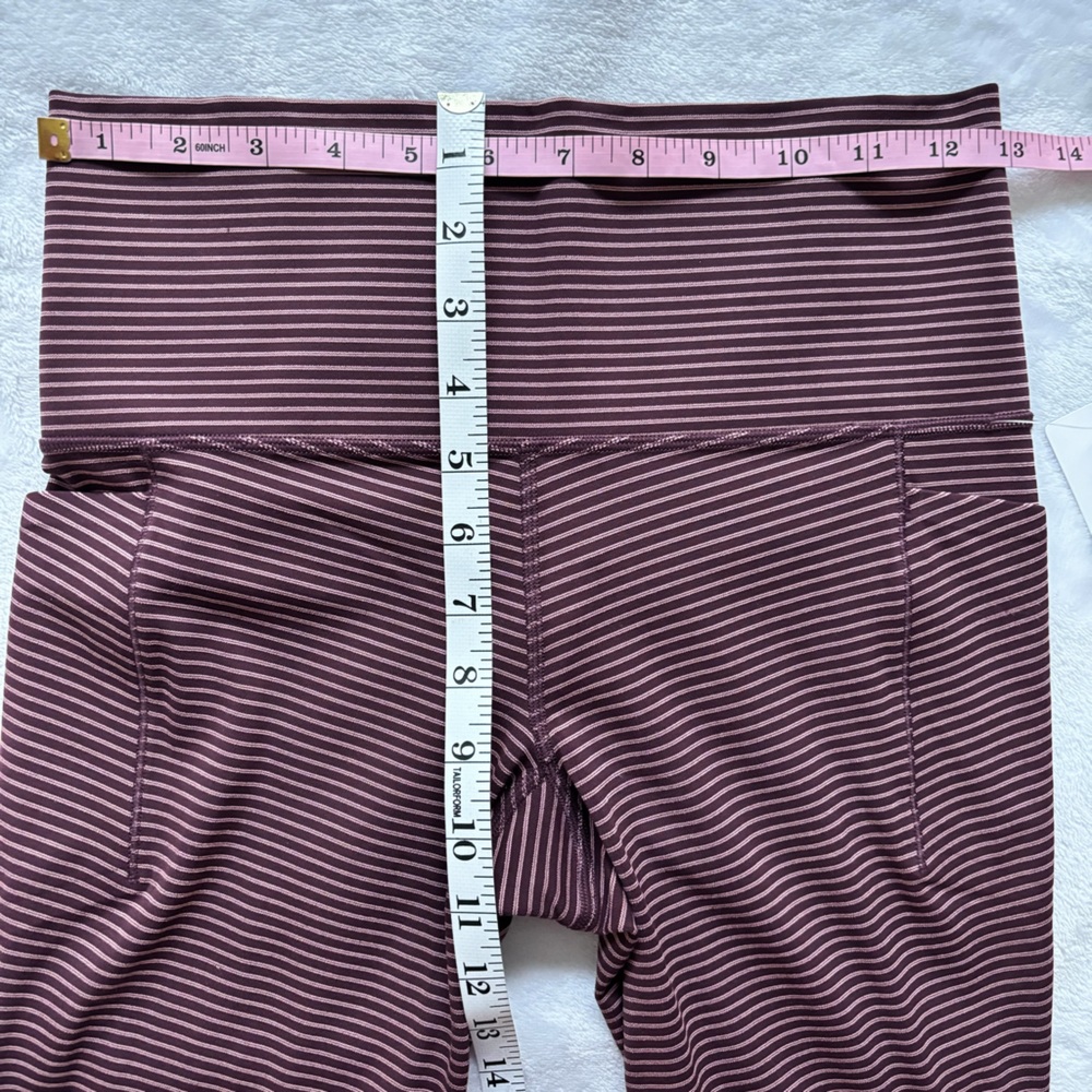 ATHLETA Salutation Stash Pocket II Textured 7/8 Striped Burgundy Legging--NWT--S - Picture 15 of 16